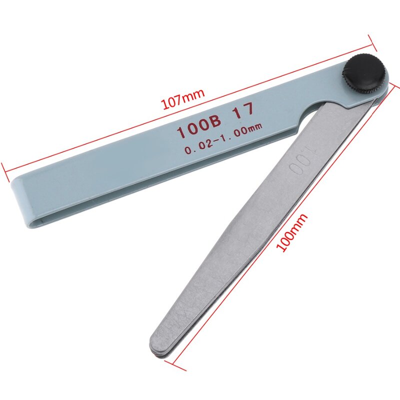 Medidor métrico de preenchimento de 17 lâminas, ferramenta de calibre 0.02-1.00mm para ajuste de válvula de motor