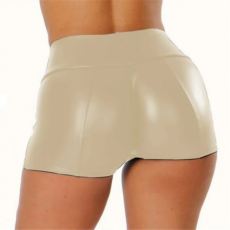 Women Sexy Night Clubwear Costumes Shorts PU Leather Short Pants High Waist Short Pants Tight Faux Leather Sport Fitness Shorts