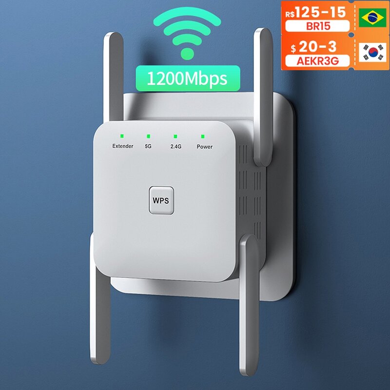 5G WiFi ยาว1200Mbps Wifi Extender Router สัญญาณ Wi Fi Amplifier เครือข่าย Wi-Fi Booster 2.4G wi-Fi Repeater