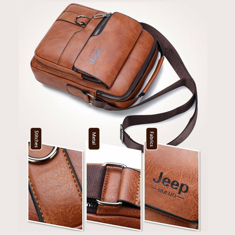Jeep Buluo Crossbody Messenger Bags Business Casual Handtas Merk Schouder Nieuwe Hoge Kwaliteit Leer Voor Mannen Business Casual Fash