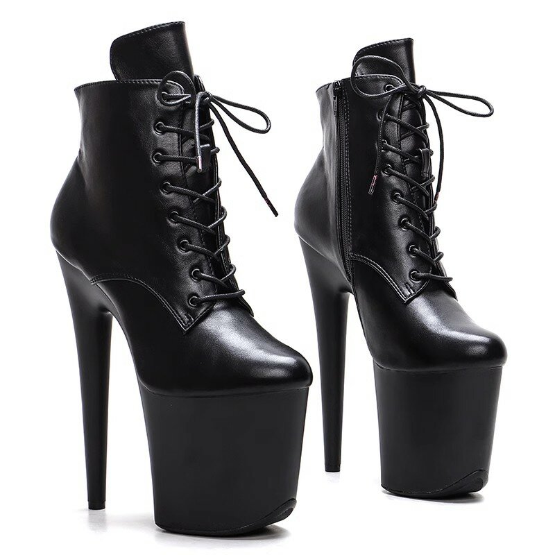 Sapatos de dança sexy e moderna para mulheres, salto alto, plataforma, botas de tornozelo, PU superior, novo, 089, 20cm, 8 polegadas