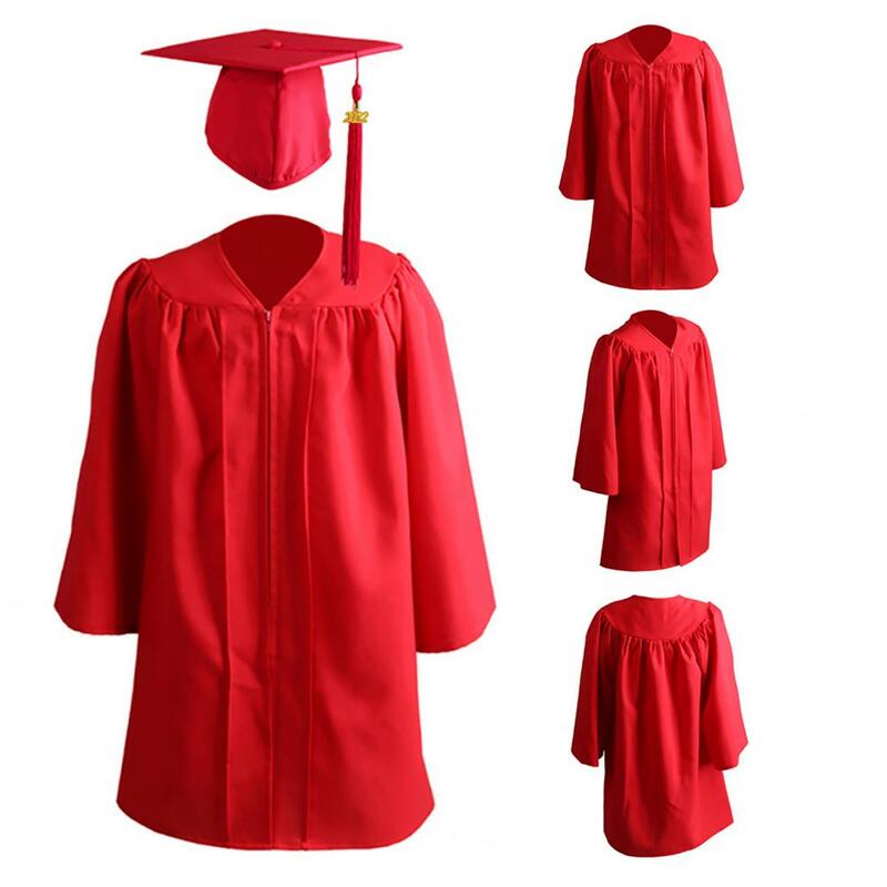 2ピース/セットジッパー緩い卒業ガウン子供の学校2022卒業帽ガウンスーツ卒業セレモニー制服