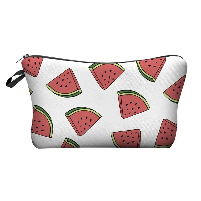 Bolsa cosmética portátil com furo suspenso para mulheres, estampa requintada de melancia bolsa de grande capacidade bolsa lápis para férias