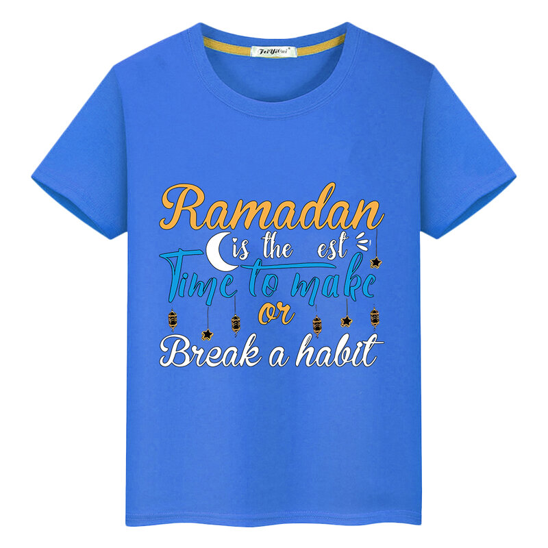 Детская одежда с Луной Рамадан мубара праздничная одежда для мальчиков ранняя Рамадан кареем летние Аниме футболки с принтом y2k одежда