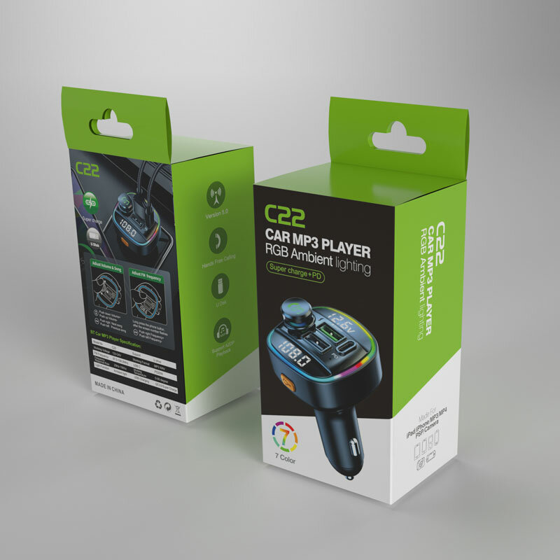 Modulador Handsfree Car Radio, Transmissor FM, Bluetooth 5.0, MP3 Player com 22.5W USB, Adaptador de carga super rápida para carro