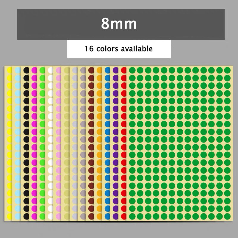 8mm Mini Round Spot Circle Sealing Sticker Paper Adhesive Labels Coloured Dot Stickers Adhesive Package Label Decoration 3900pcs