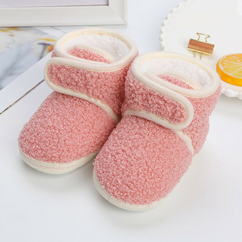 Baby Girl Shoes Toddler Fleece Warm Boots Shoes Fashion Printing Non Slip Breathable Nude Boots