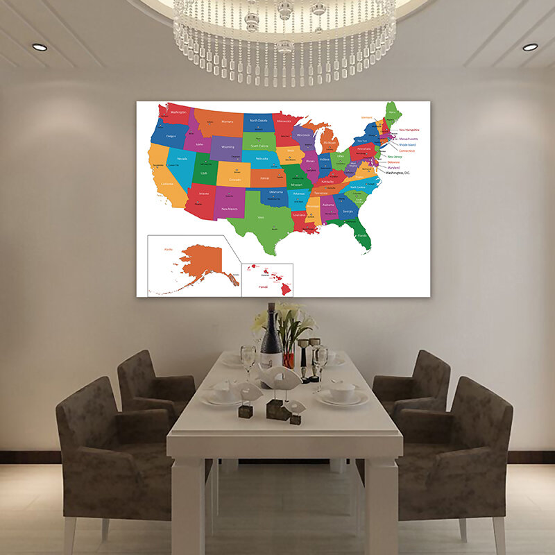 225*150cm United State Map Wall Art Posters and Prints Non-woven Canvas Paintings Living Room Home Decoration School Supplies