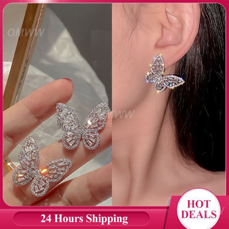 Hollow Stud Earrings High-quality Materials Fashionable Earrings Fine Jewelry Zircon Earrings Fashion Accessories Shiny