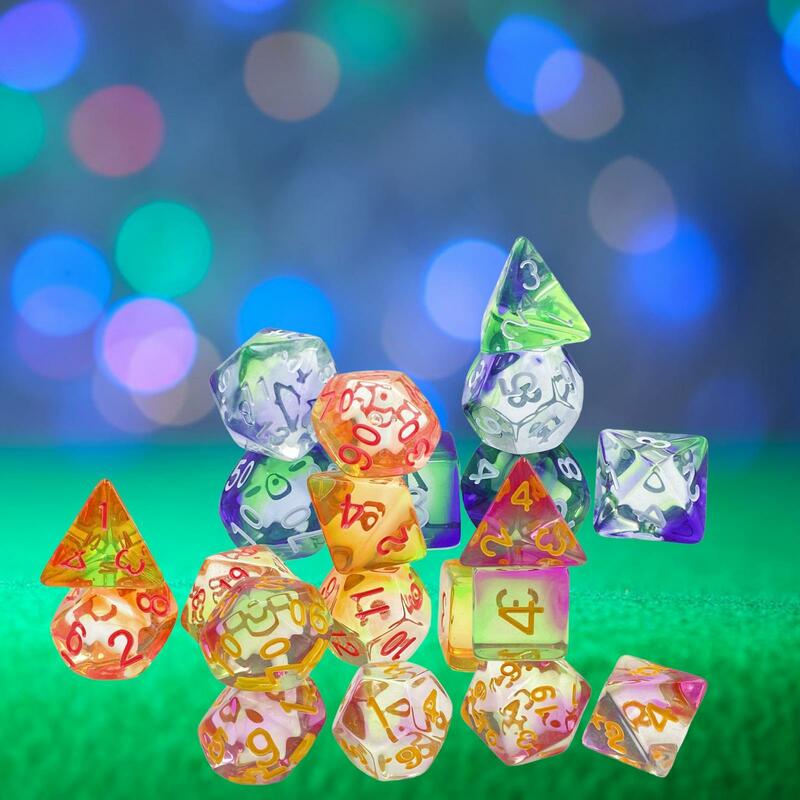 7Pcs Acrylic Dices Role Playing Game Dices Polyhedral Dices for Table Game Card Games Board Game Role Playing Game Card Game