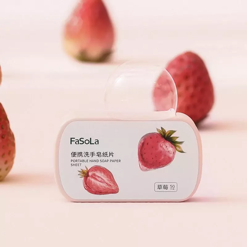 Portable Mini Strawberry Paper Soap Disposable Hand Washing Scented Soap Papers Hand Care Cleaning Soaps Bath Travel Supplies