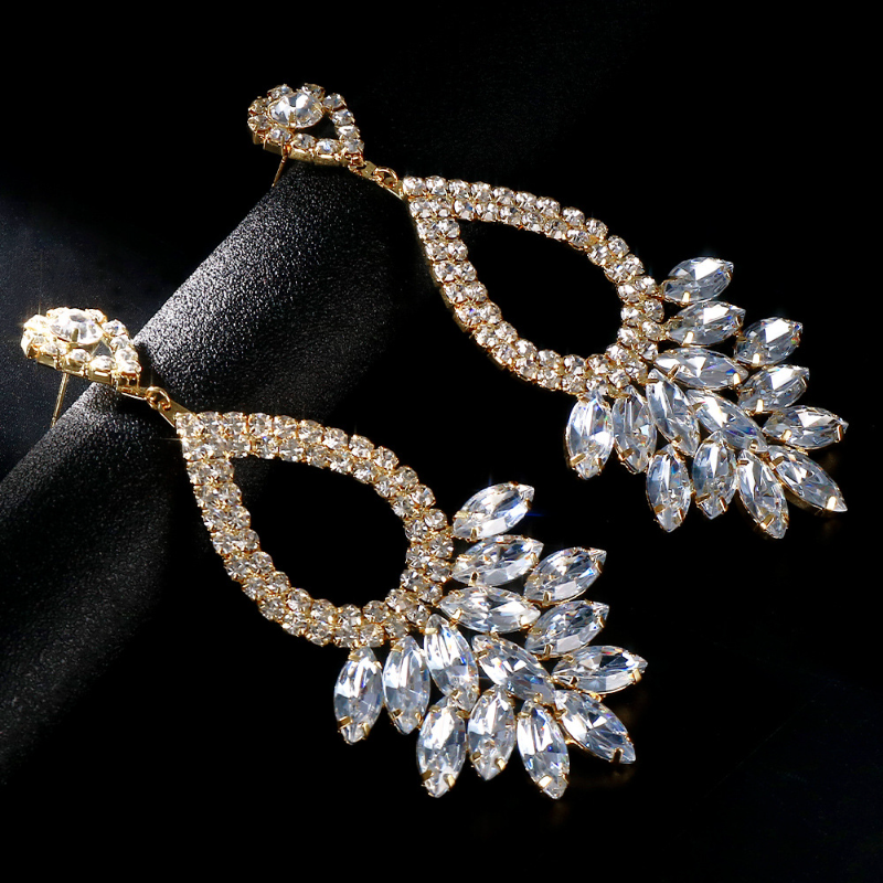 Pendientes de diamantes de imitación con forma de gota, aretes de cristal azul para novia, novedad de 2024