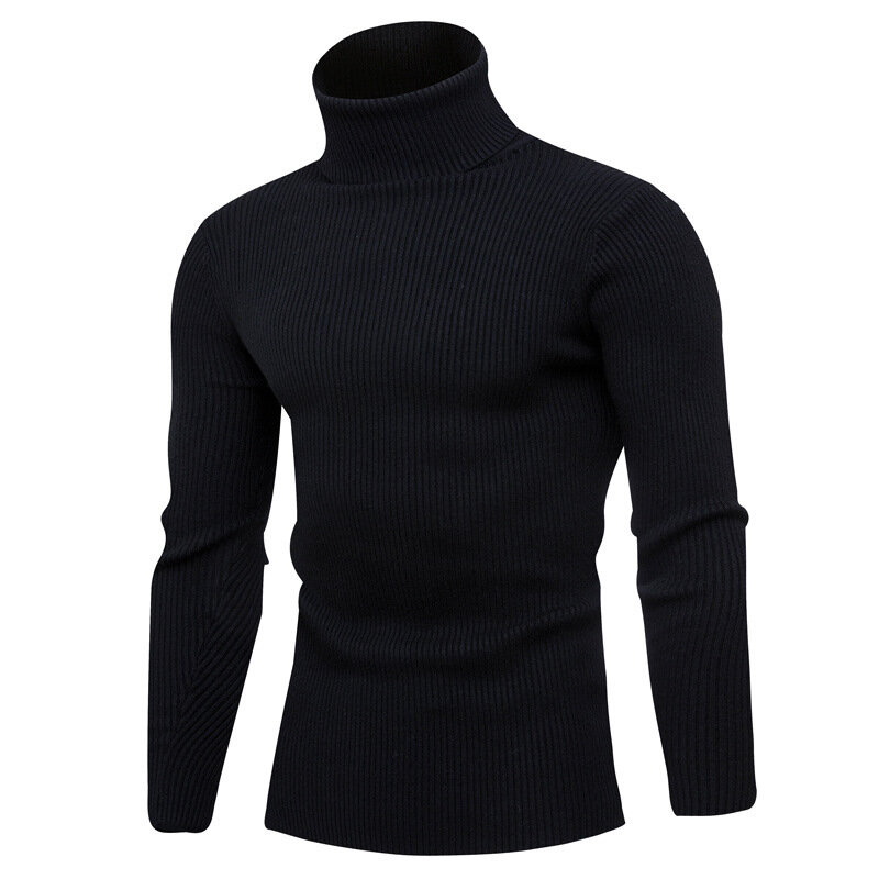 Suéter grueso de cuello alto para hombre, Jersey informal de rayas verticales, novedad de 2022