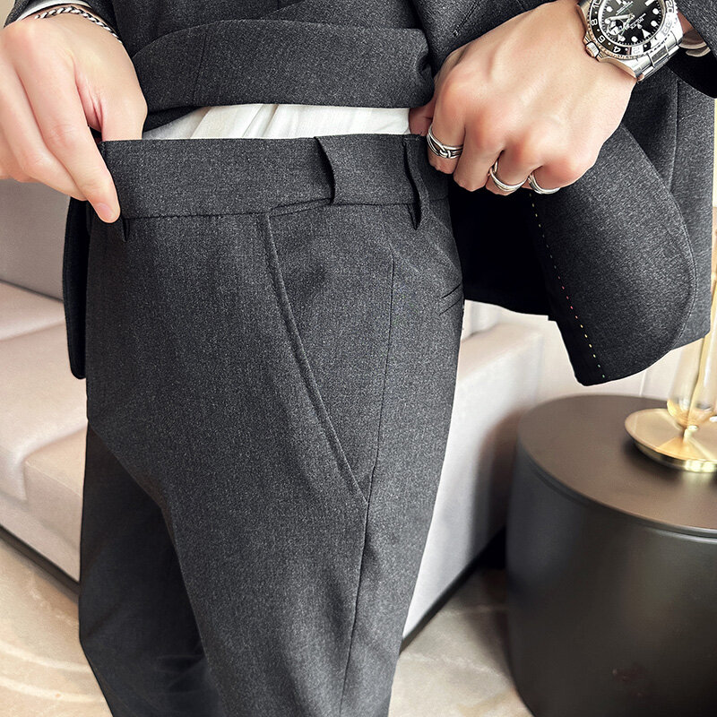 Nouveau (Blazer + Gla+ Pantalon) Hommes Boutique Mode Affaires de style italien Casual Gentleman Mariage Formel 3 Pièces Ensemble S-7XL