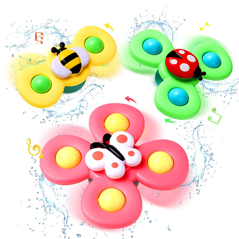 1 Buah Mainan Bayi Kartun Fidget Spinner Warna-warni Serangga Gyro Mainan Pendidikan Anak-anak Ujung Jari Mainan Kerincingan Mandi untuk Hadiah Anak Laki-laki Perempuan