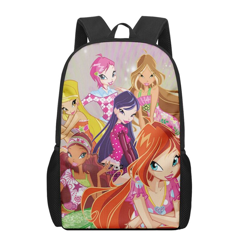 Winx clubes sacos de escola para meninos 3d impressão escola crianças saco mochila do jardim infância meninas criança bookbag mochila escolar