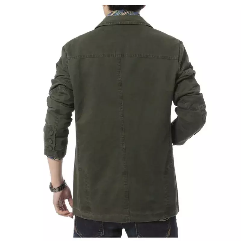 Blazer informal de algodón para hombre, chaqueta con solapa, abrigo Militar, alta calidad, Otoño e Invierno