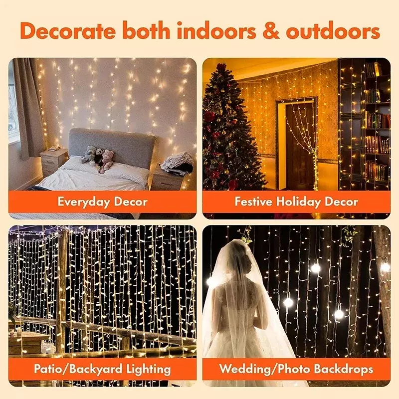 3M LED Lights String Fairy Decoration USB Holiday Curtain Garland Lamp 8 Mode per la festa di natale in giardino di casa matrimonio di capodanno