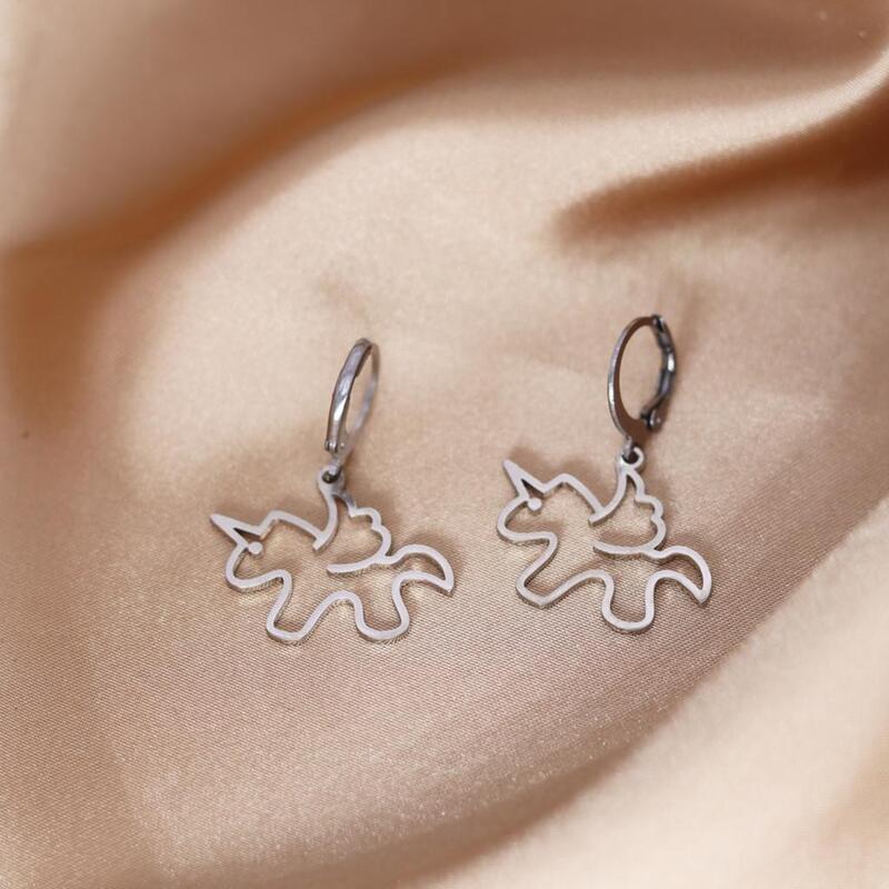 Cute Wings Unicorn Animal Earrings For Women Cute Cartoon Jewelry Hoop Earring Gift