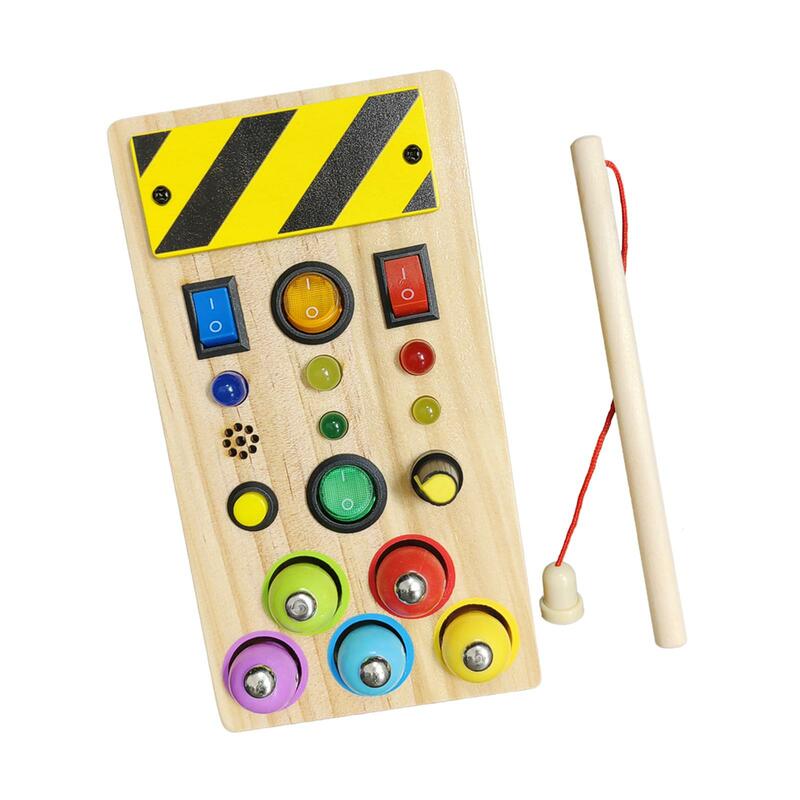Tablero ocupado de madera Montessori para niños y niñas, interruptor de luz con botones, juguete de viaje, actividades preescolares