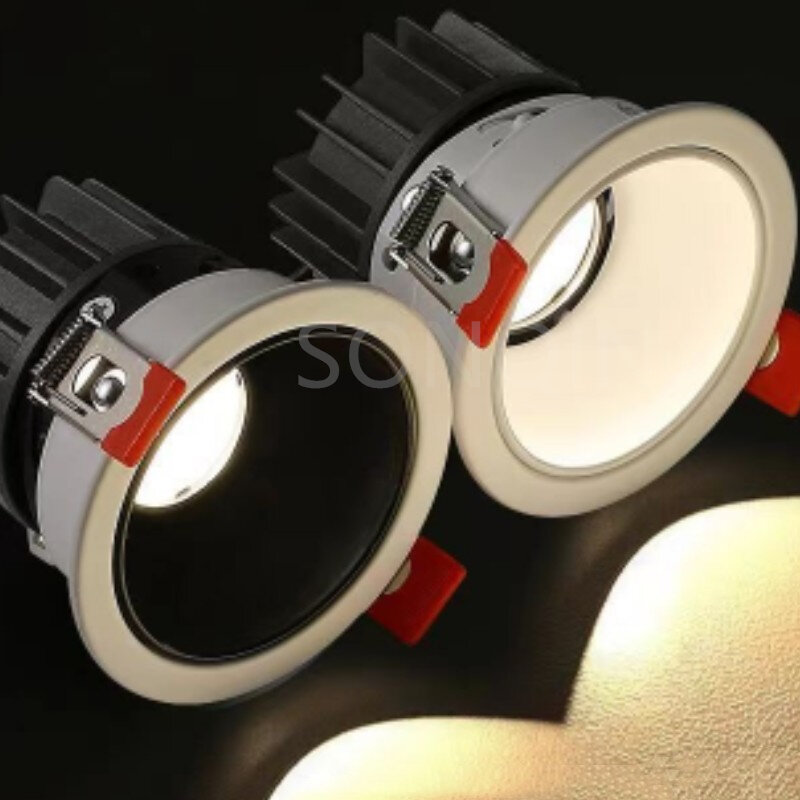 오목 눈부심 방지 LED 다운라이트 AC110V-230V 조도 조절 COB 천장 램프, 따뜻한, 중립, 차가운 흰색 스포트 라이트, 7W9W12W15W18W20W