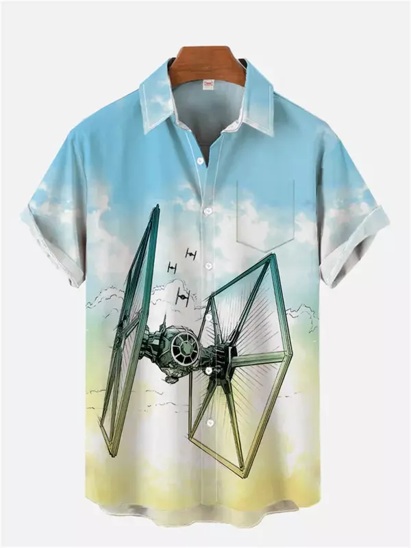 2024 Summer New Men's Short Sleeve Shirts Funny Print Casual Hawaiian Men's Lapel Tops Large Size Men's Shirts Loose