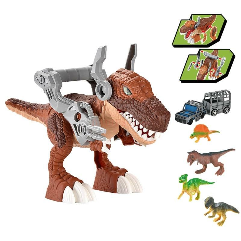 C9GB Giocattolo per camion da trasporto per dinosauri per bambini Giocattolo per abilità pratiche Tirare indietro giocattolo