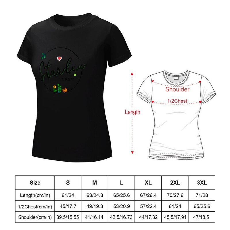Stardew 크루 티셔츠, 한국 패션, 히피 의류, 여성용 원피스 티셔츠