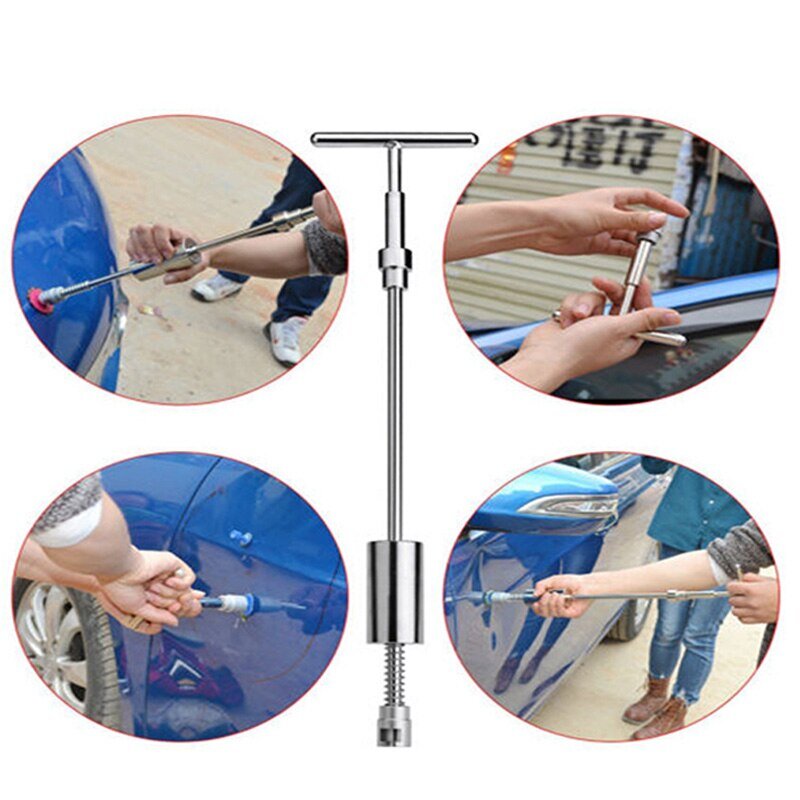 Car Dent Puller T Dent Repair Tool Auto Repair Sheet Metal Kit Slide Hammer Reverse Hammer Glue +18pcs Glue Puller