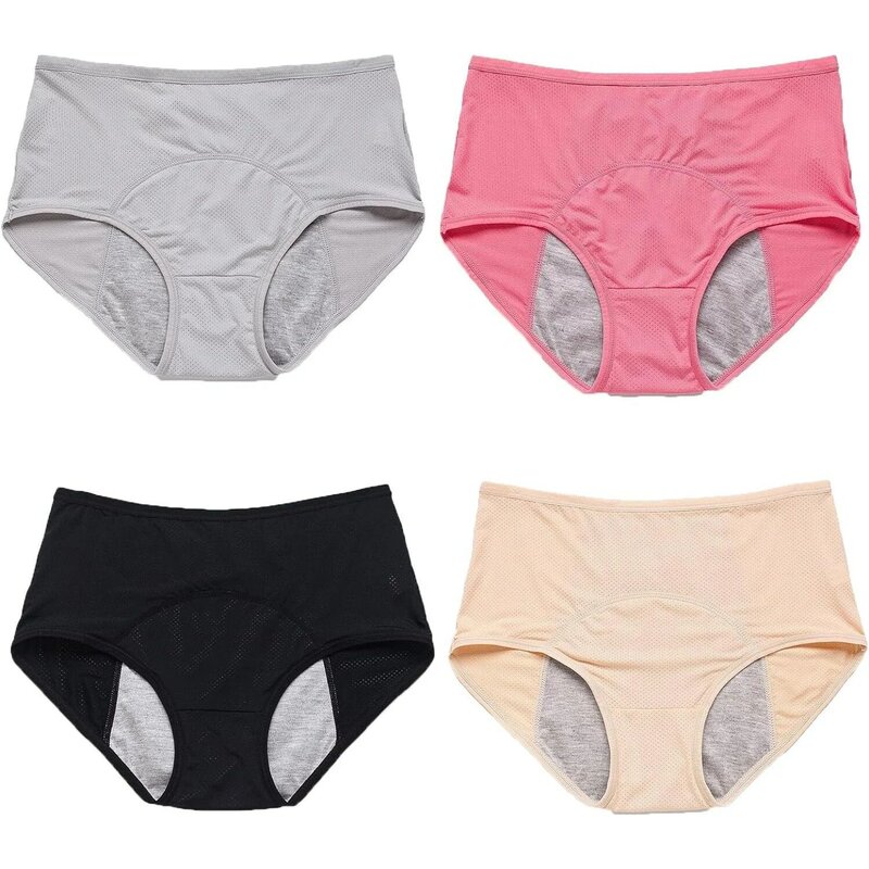 Roupa Interior Menstrual Pós-parto para Mulheres, Briefs Leakproof, Calcinhas Período Upgrade, New Upgrade, Hipster, 4PCs, 2024