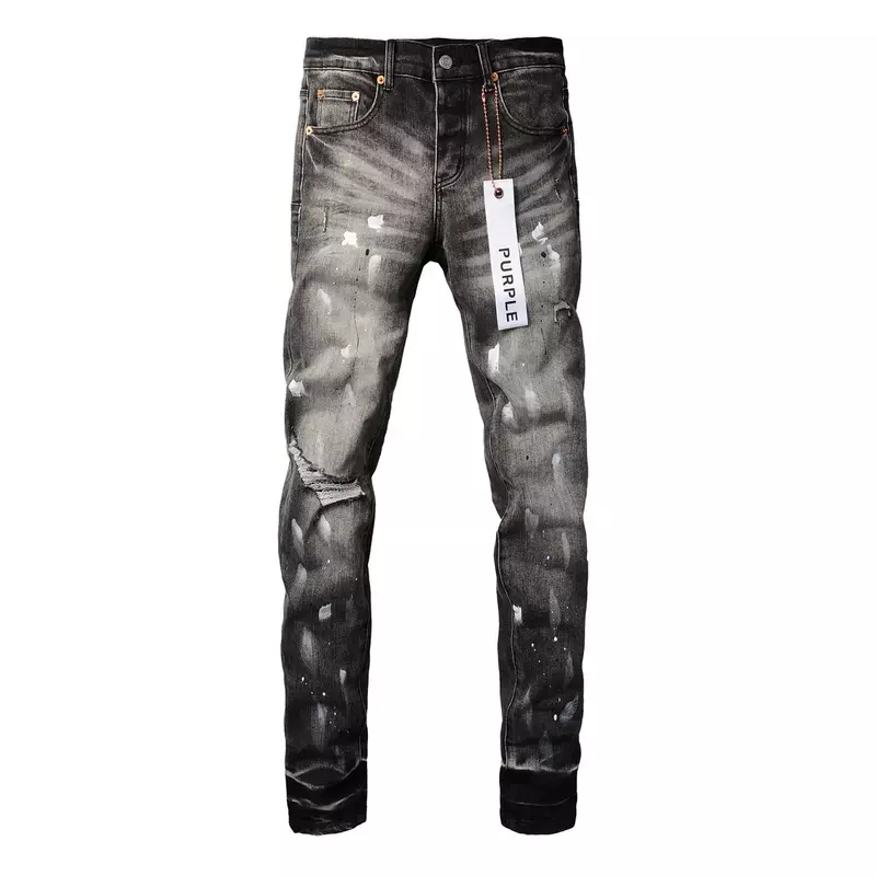 2024 Nieuwe Paarse Merk Jeans Met High Street Distressed Verf Reparatie Low-Raise Skinny Denim Broek