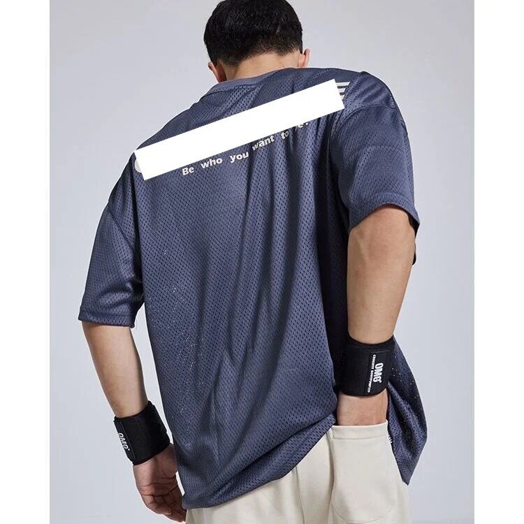 Мужская спортивная футболка с коротким рукавом, быстросохнущая футболка для бега, дышащая футболка для фитнеса, топ из ледяного шелка, футболки для спортзала и футбола, мужская одежда