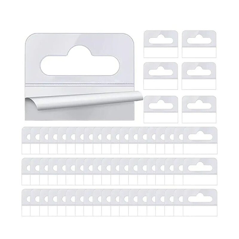 100 buah PVC Slot lubang perekat menggantung tab label kait untuk toko ritel Display Self-Adhesive menggantung tab