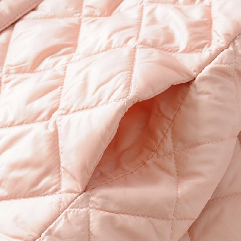 女性用の軽量キルティングジャケット,暖かい大きな伸縮性のあるコート,単色,スリム,ジッパー,秋,冬,ファッション