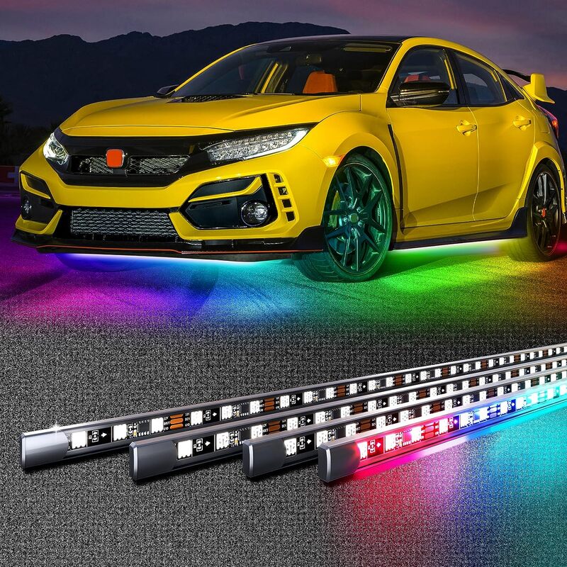 Carro Flexível Underglow Strip Light LED Underbody Controle Remoto APP RGB Neon Lights Atmosfera Lâmpada para Decoração Auto