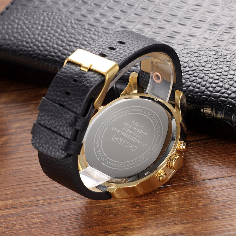 Fajne zegarki z dużą tarczą dla mężczyzn wysokiej zegarek wysokiej jakości luksusowe modne skórzane paski kwarcowe zegarki na rękę