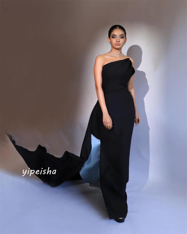 Prom Dress Evening Saudi Arabia Jersey Draped Pleat Ruched Graduation A-line Strapless Bespoke Occasion Gown Long Dresses