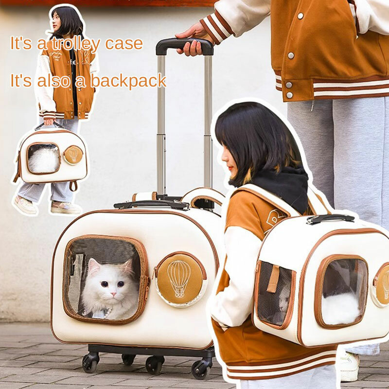 Borsa per gatti Trolley portatile per animali domestici cardanico staccabile zaino per bagagli di grande capacità viaggio per cani valigia per capsula spaziale traspirante