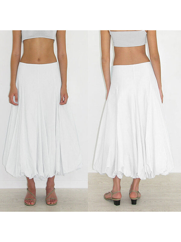 Женская Пышная юбка-фонарик Y2K, свободная юбка-фонарик до щиколотки, Клубная юбка-трапеция, уличная одежда