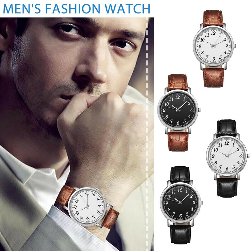 Watch Design Fashion Men's Top Leather Digital Men's Quartz Brand Casual Luxury Gift Temperament Watch Quartz Watch Leather