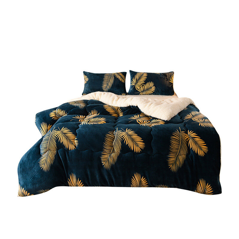 Dicken Lamm Wolle Duvet doppelseitige Samt Quilt Decke Kaschmir Stepp Warme Winter Plüsch Tröster Single Double Queen Größe
