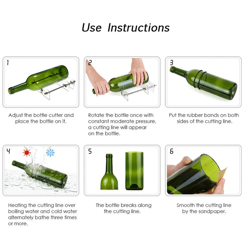 Alat pemotong botol kaca DIY, pemotong patung kaca bir anggur untuk mesin pemotong kaca