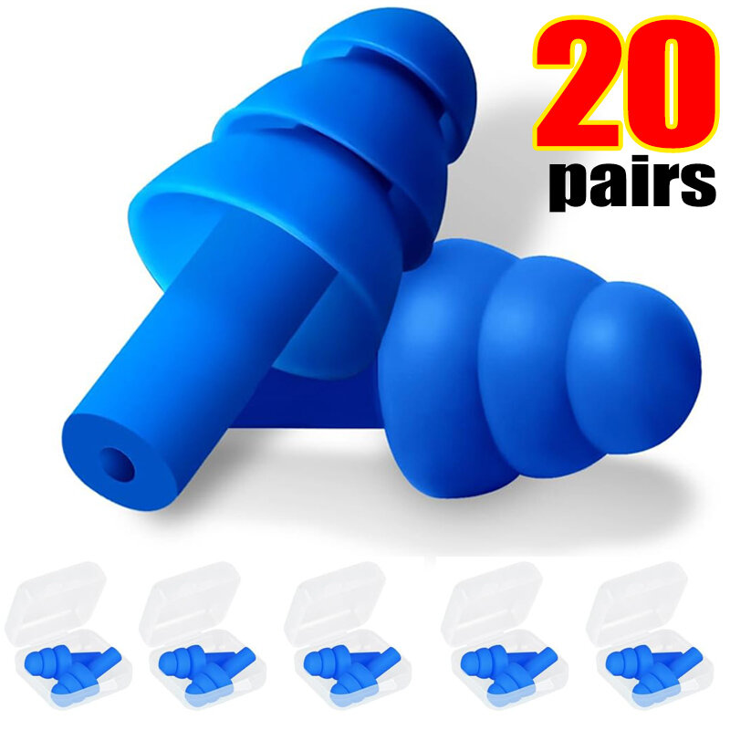 1-20Pairs Soft Reusable Silicone Ear Plugs for Swimming Sleeping Concerts Individually Wrapped Waterproof Ear Protection Earplug