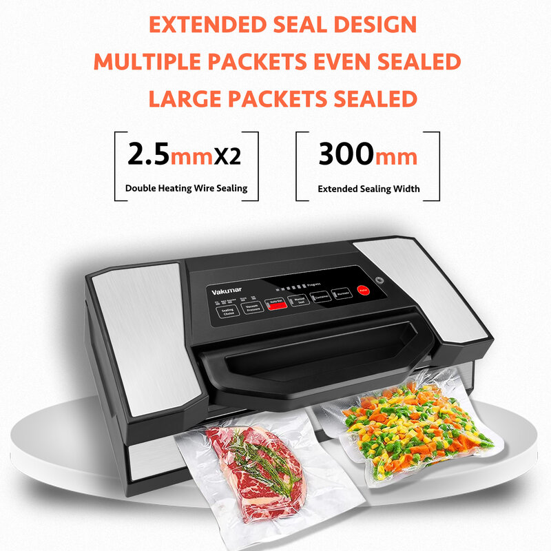 Vakumar VH5180  Kitchen Automatic Commercial Household Food Vacuum Sealer Packaging Machine Include 2 rolls Vacuum packed bags