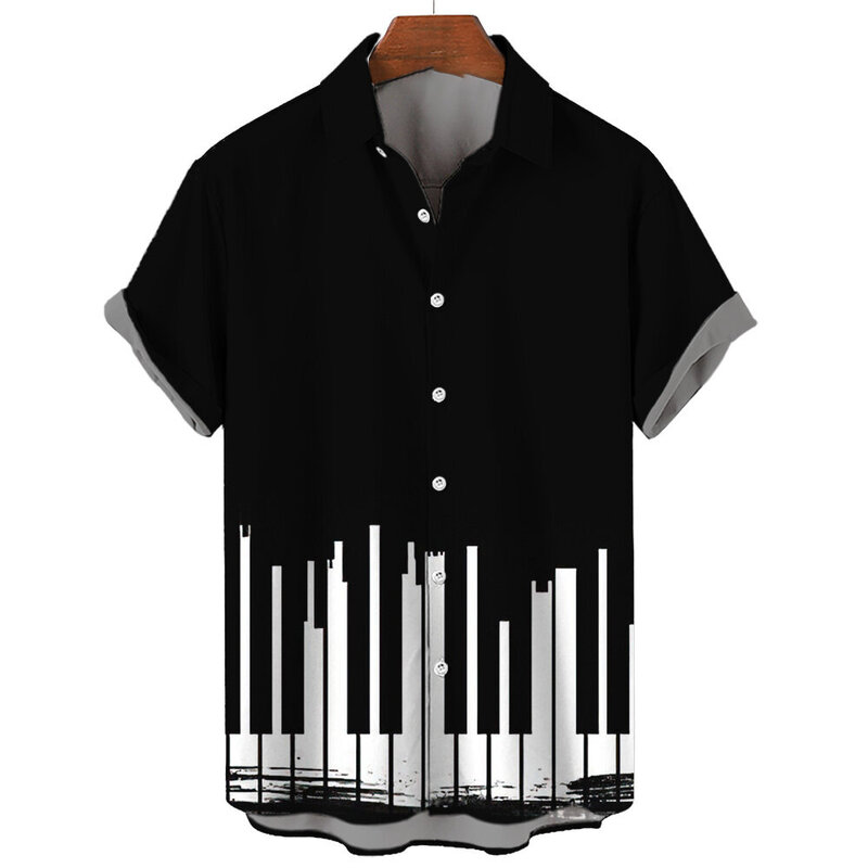 Camicie da uomo per uomo divertenti tasti per pianoforte stampa 3d top abbigliamento Casual da uomo magliette a maniche corte estive Tee camicia oversize allentata
