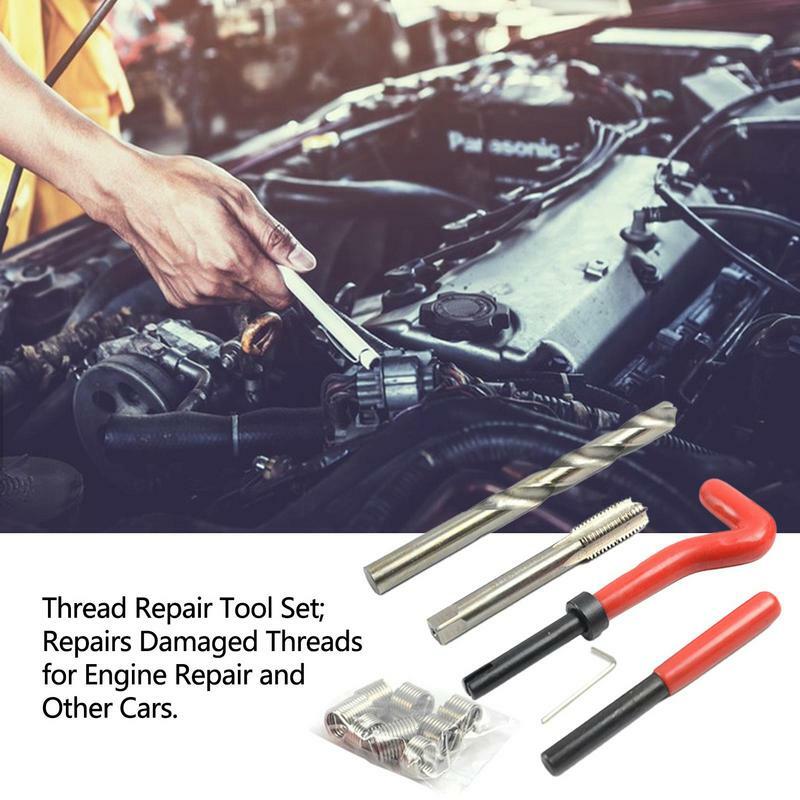 Universal Thread Restorer Kit, Kit de Reparo Helicoil, Roscas Danificadas, Auto Ferramentas do Motor, 15Pcs