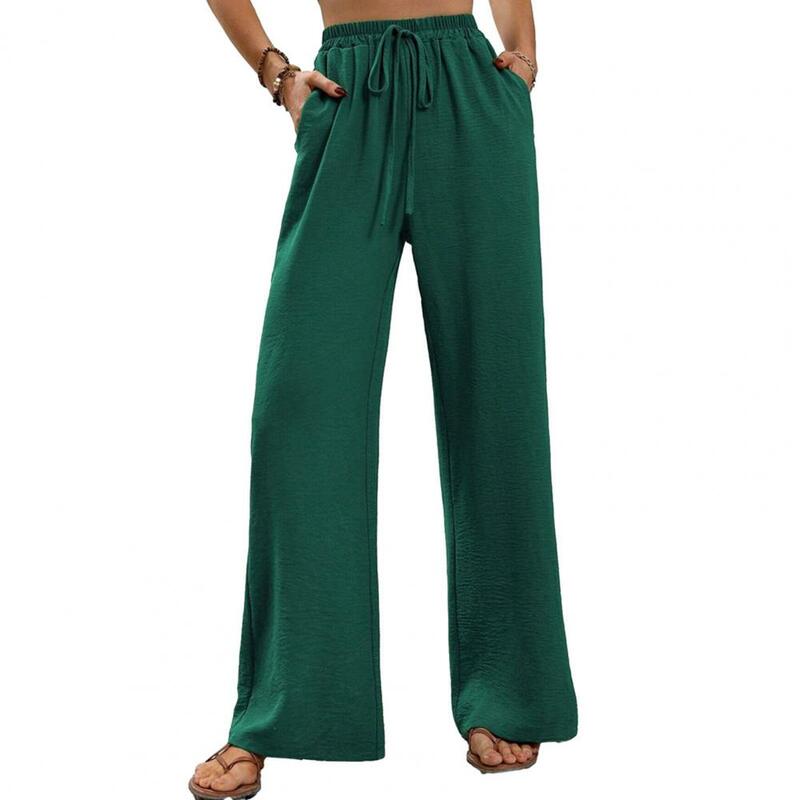 Брюки женские с широкими штанинами, удобные штаны для йоги с эластичным поясом, с карманами, мягкие дышащие плиссированные брюки