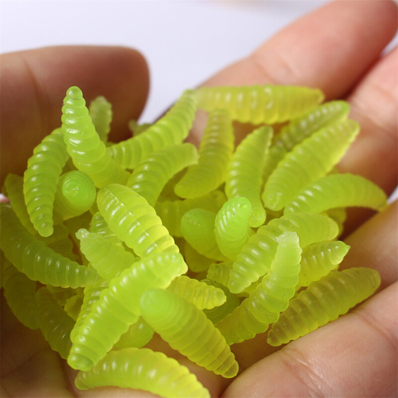 20 PCS Worms Biomimetic Bait Freshwater Sea Soft Fishing Lures 2cm 0.3g False Maggot Grub Fishy Smell Worms Lures