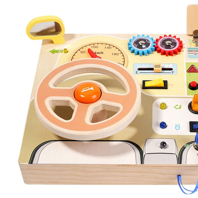 Tablero sensorial de madera para niños pequeños, placa de circuito ocupado con luz, ayuda didáctica, preescolar, 1-3 viajes, regalos para niños