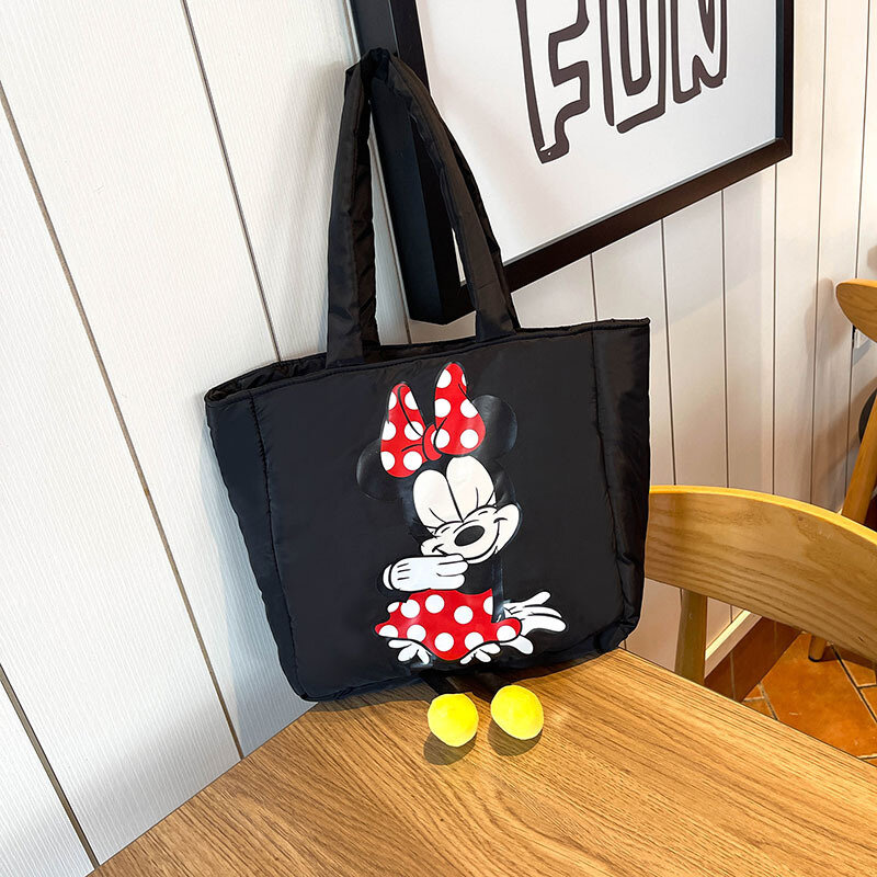 Disney Tas Kanvas Anak Perempuan Baru Kartun Mickey Mouse Tas Bahu Tas Tangan Siswa Tas Belanja Wanita Tas Tote Kapasitas Besar
